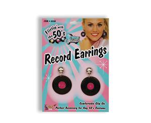 Bristol Novelty Unisex Adults Record Earrings (Black/Pink) - BN1591