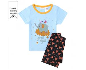 MeMaster - Junior Girls Elephant Short Sleeve Pyjama Set - Blue