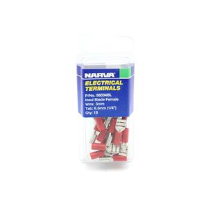 Narva 3mm Red Electrical Terminal Female Blade Connector - 18 Pack