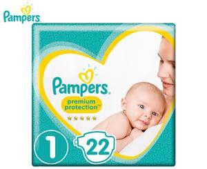 Pampers Premium Protection Newborn Size 1 2-5kg Nappies 22-Pack