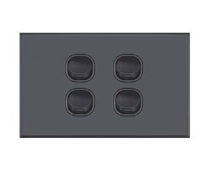 Slim Black Four Gang Wall Plate with Switch