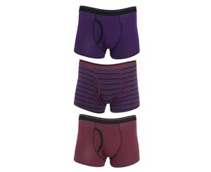 Tom Franks Mens Trunks Underwear (3 Pack) (Grey/Plum) - MU180
