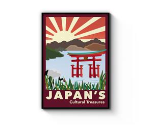 Vintage Japan Travel Wall Art - Black Frame