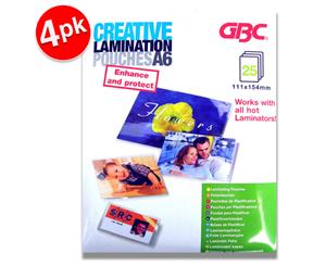 100pc GBC Creative Office 15.4cm A6 Laminating Pouches 125 Micron for Laminator