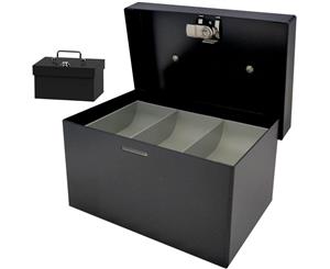 158Mm Portable Sturdy Metal Cash Money Box No.6 Organiser Coins Tray Key Lock