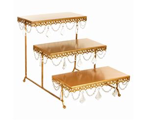 3-Tier Serving Platter and Cupcake Stand with Crystals (Gold)