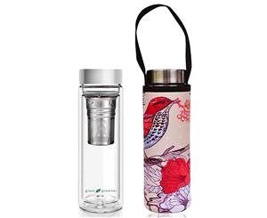 BBBYO Glass Is Greener Thermal Tea Flask & Carry Cover 500mL - Bird Print