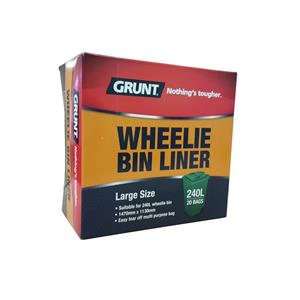 Grunt 240L Large Wheelie Bin Liners - 20 Pack