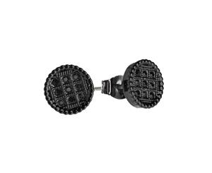 Iced Out Bling Earrings Box - ROUND 10mm black - Black