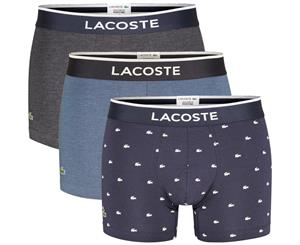 Lacoste Men's Colours Signature Croc 3 Pack Boxer Shorts Navy