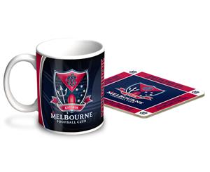 Melbourne Demons AFL Ceramic Coffee Mug and Coaster Gift Set