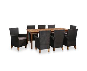 Outdoor Dining Set 17 Piece Poly Rattan and Solid Acacia Wood Furniture