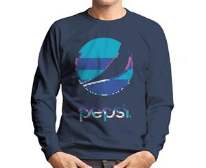 Pepsi Glitch Stacked Logo Men's Sweatshirt - Navy Blue