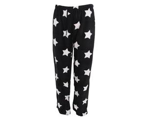 Selena Secrets Womens/Ladies Fleece Pyjama Bottoms (Black Star) - N1169