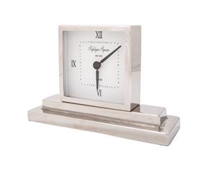 TRAFALGAR SQUARE LONDON Small 30cm Wide Mantle/Shelf Clock - Nickel Case with White Face