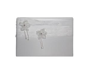 1 x Wedding 78pg Guest Book White Bow and Mini Pearls Ring Feature MQ-327