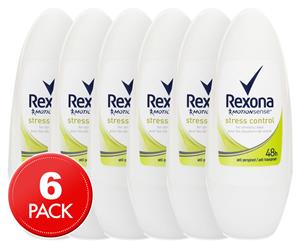 6 x Rexona MotionSense Stress Control Roll-On Deodorant 50mL