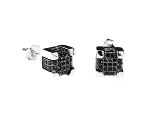 .925 Silver MICRO PAVE Earrings - IMPERIAL 7mm black - Silver