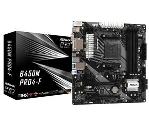 ASRock B450M-PRO4-F AMD B450/4xDDR4/2xPCIEx16/HDMI/DVI/D-SUB/M.2/USB3.1/MicroATX Motherboard