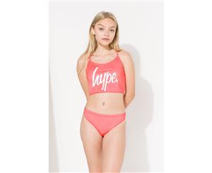 Hype Pink Script Kids Girls Bikini Set - Pink
