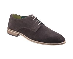 Lambretta Mens Scotts Derby Lace Up Durable Leather Oxford Smart Shoes - Dark Brown Suede