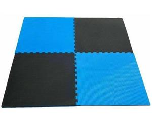 MORGAN Tatami Jigsaw Interlocking Gym Floor Mats 2cm - Black/Blue