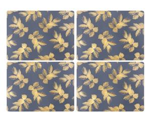 Sara Miller Etched Leaves Navy Placemats Set of 4