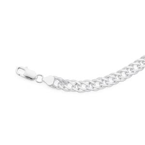 Silver Large 21cm Fancy Double Curb Bracelet