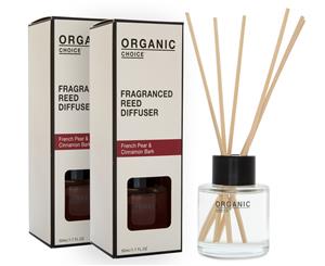 2 x Organic Choice French Pear & Cinnamon Bark Fragranced Reed Diffuser 50mL