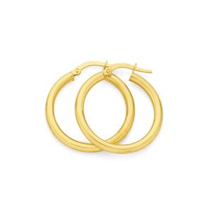 9ct Gold 20mm Polished Hoop Earrings