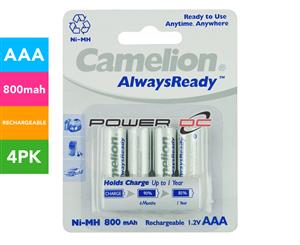 Camelion Always Ready Rechargeable 800mAh AAA Battery 4-Pack