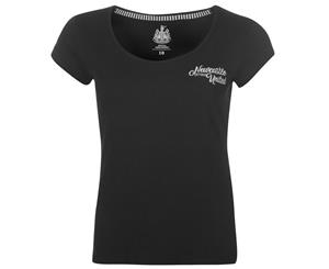 NUFC Women United FC Script T Shirt Tee Top Ladies - Black