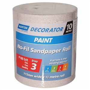 Norton 115mm x 10m 180-Grit Paint No-Fil Sandpaper Roll