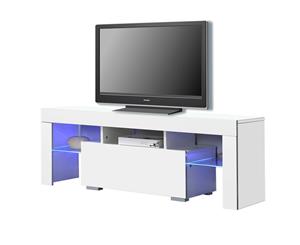 TV Cabinet White Entertainment Unit Stand Wooden LED Lowline Media Storage Shelf