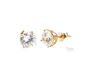 14K Gold Iced Out Ear Stud Earrings - CAST ROUND