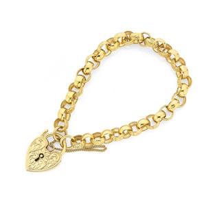 9ct Gold 19cm solid Belcher Padlock Bracelet