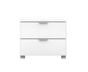 Kyana High Gloss 2 Drawer Bedside Table Nightstand Lamp Bedroom Storage Cabinet - White