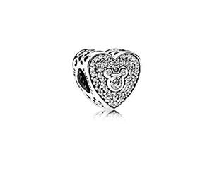 Pandora Disney Mickey & Minnie Sparkling Heart Charm - Silver/Clear Zirconia