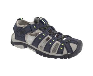 Pdq Youths Boys Toggle & Touch Fastening Synthetic Nubuck Trail Sandals (Navy Blue/Lime) - DF310