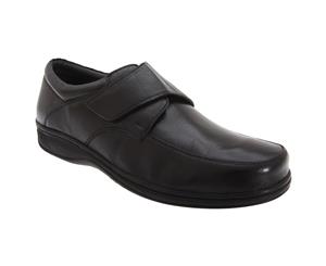 Roamers Mens Fuller Fitting Superlight Touch Fastening Leather Shoes (Black) - DF124