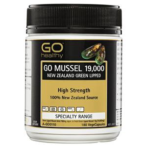 GO Healthy GO Mussel 19000 New Zealand Green Lipped VegeCapsules 180 Pack