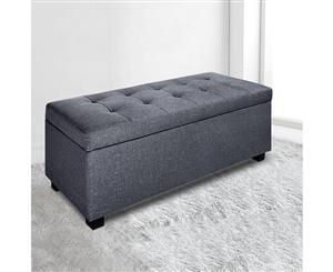 Artiss Blanket Box Storage Ottoman Linen Fabric Foot Stool Chest Toy Bed Grey