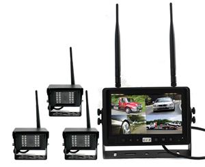 Digital Wireless 7" Quad Monitor Splitscreen CCD Reversing Camera 12V 24V 2.4GHz 3 camera package