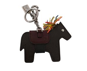 Dolce & Gabbana Brown Horse Pony Studded Keyring Leather Keychain