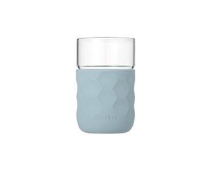 Honeycomb Anti-skid Glass with Silicone Sleeve 250ml in Blue