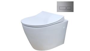 Parisi Ellisse MK II Wall Hung Pan Toilet Suite with with Blade Rectangular Chrome Flush Plate