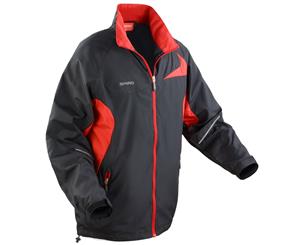 Spiro Mens Micro-Lite Performance Sports Jacket (Water Repellent Wind Resistant & Breathable) (Black/Red) - RW1474