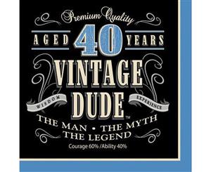 Vintage Dude 40th Birthday Lunch Napkins