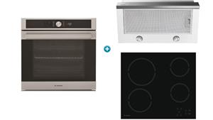 Ariston Pyrolytic Oven with 4 Zone Ceramic Cooktop & Slide-Out Rangehood