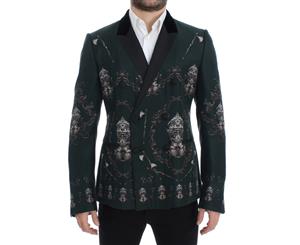 Dolce & Gabbana Green Silk Knight Slim Fit Blazer